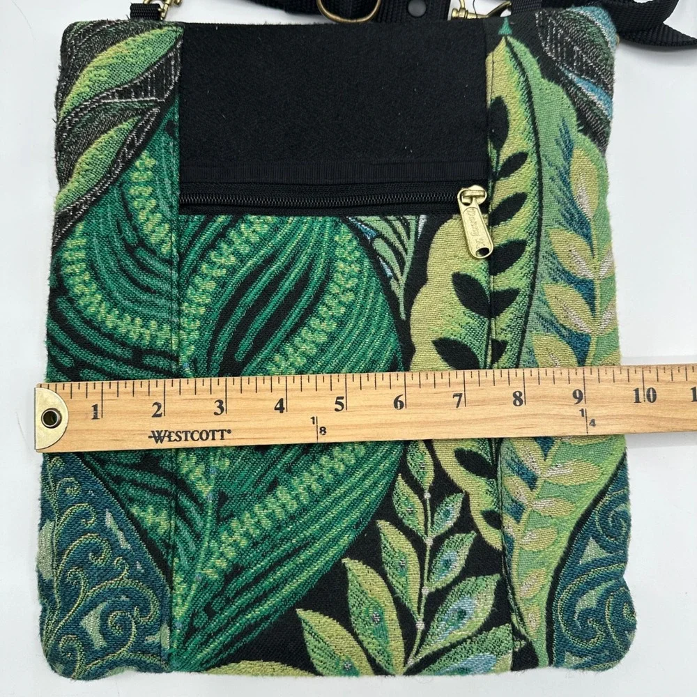 Danny K Beverly Hills Green Tropical Leaf Tapestry Crossbody Bag Made in USA